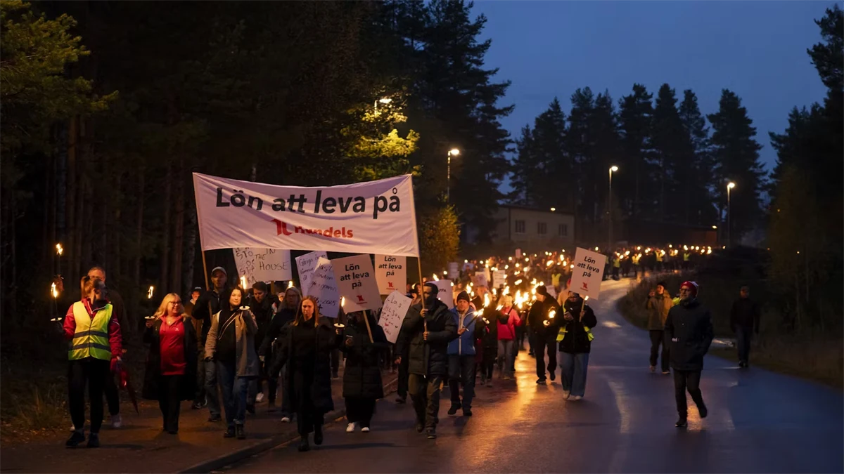 Fackeltåg mot Clas Ohlsons lönesänkningar